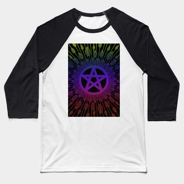 Rainbow Pentagon Baseball T-Shirt by stickypixie